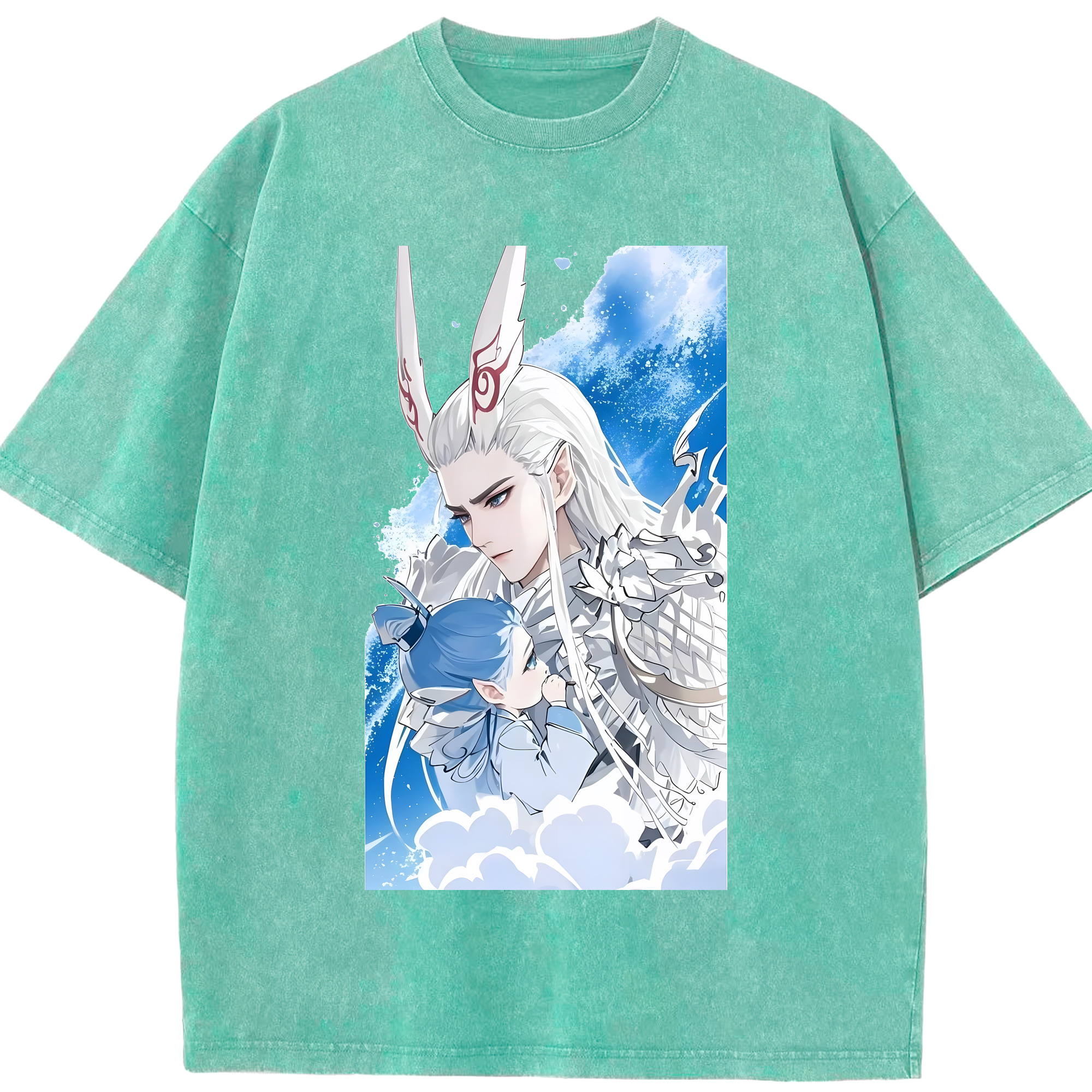 （画像用） Ne Zha 2 ナタ 魔童の大暴れ 綿100% ヴィンテージ風 半袖Tシャツ（フロントプリント）